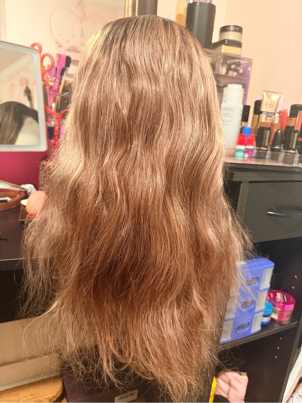 Human Hair Natural Light Brown Long Women's Hairpiece